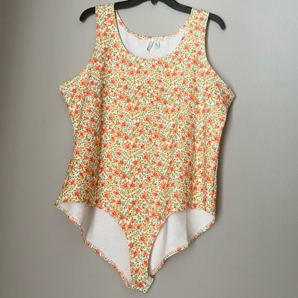 NWT CATO C.EST 1946 Orange Floral Full Coverage Body Suit size XL